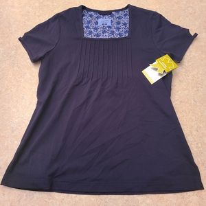 NWT Dansko Grace Navy Stretch Woven Scrub Top in Size Medium